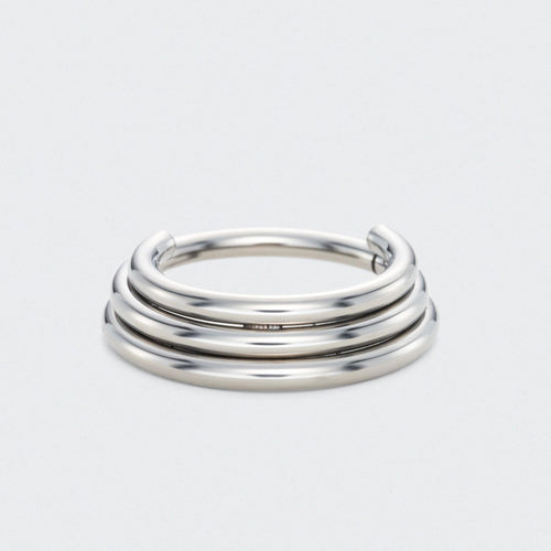 3 Tier Stacked Segment Hinged Clicker Ring in Silver - Titanium