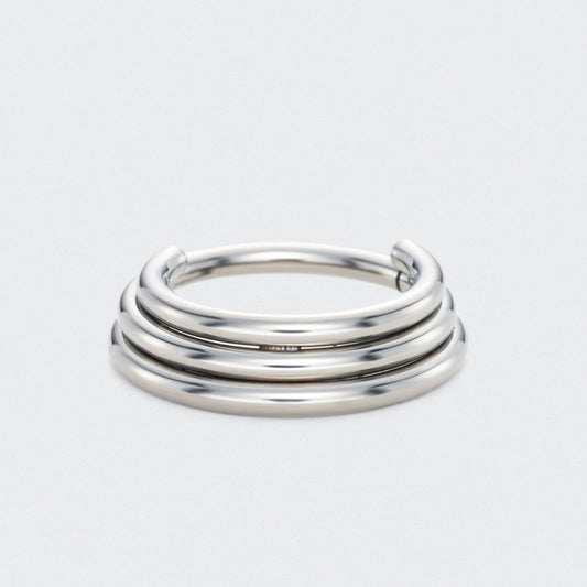 3 Tier Stacked Segment Hinged Clicker Ring in Silver - Titanium