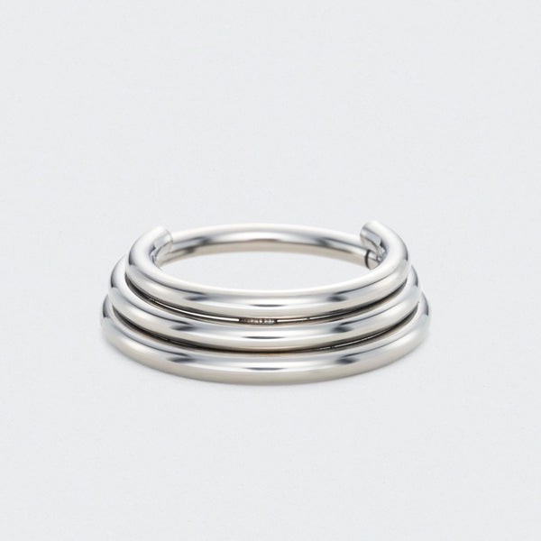 3 Tier Stacked Segment Hinged Clicker Ring in Silver - Titanium