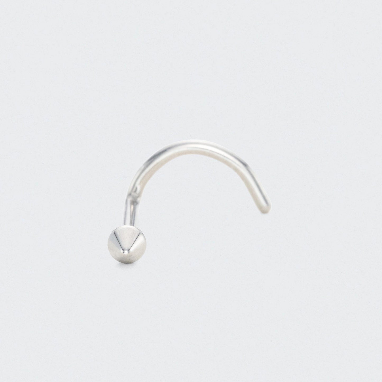 Curved Nose Screw Shape Spike Top Nose Stud in Silver - Titanium