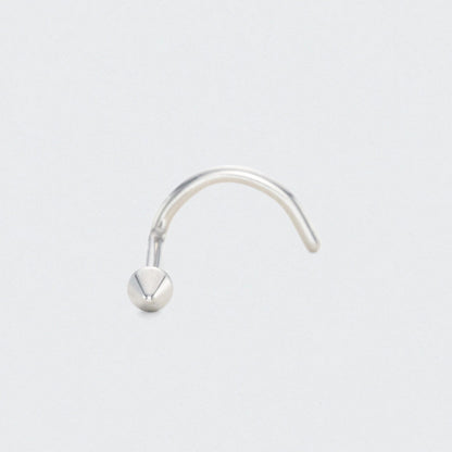 Curved Nose Screw Shape Spike Top Nose Stud in Silver - Titanium