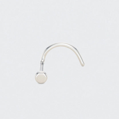 Curved Nose Screw Shape Flat Top Nose Stud in Silver - Titanium