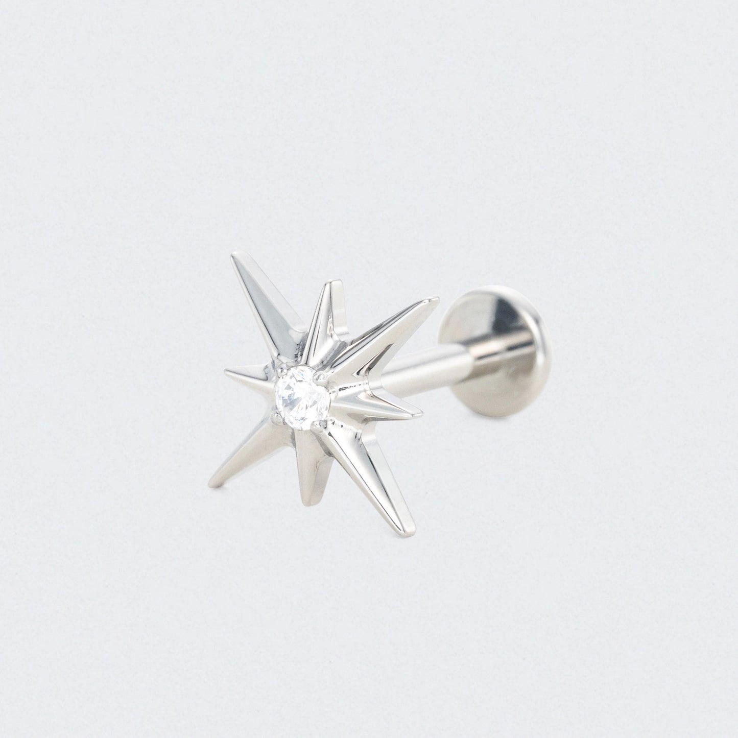 Eternal Star CZ Centre Labret in Silver - Titanium