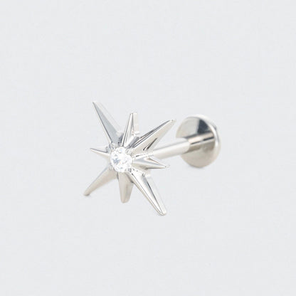 Eternal Star CZ Centre Labret in Silver - Titanium