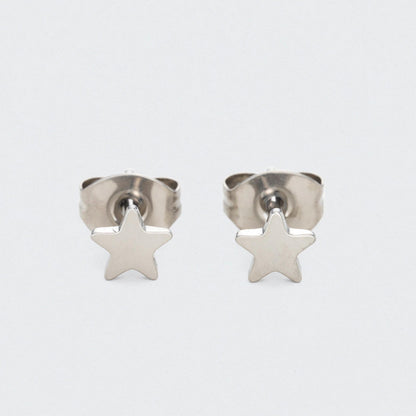 Star Earrings in Silver - Titanium