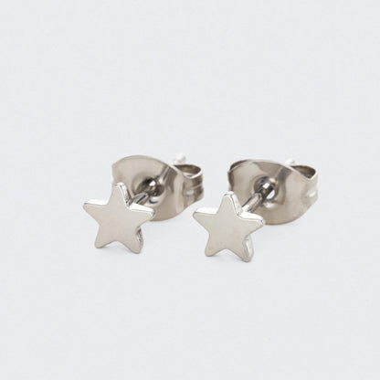 Star Earrings in Silver - Titanium