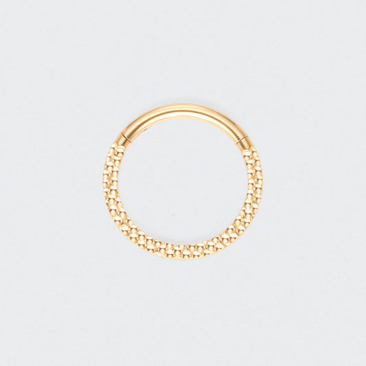Front Face Cut Hinged Segment Ring in Gold - Titanium