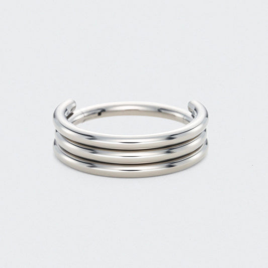 Triple Stack Hinged Segment Clicker Ring in Silver - Titanium