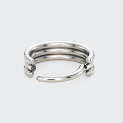 Triple Stack Hinged Segment Clicker Ring in Silver - Titanium