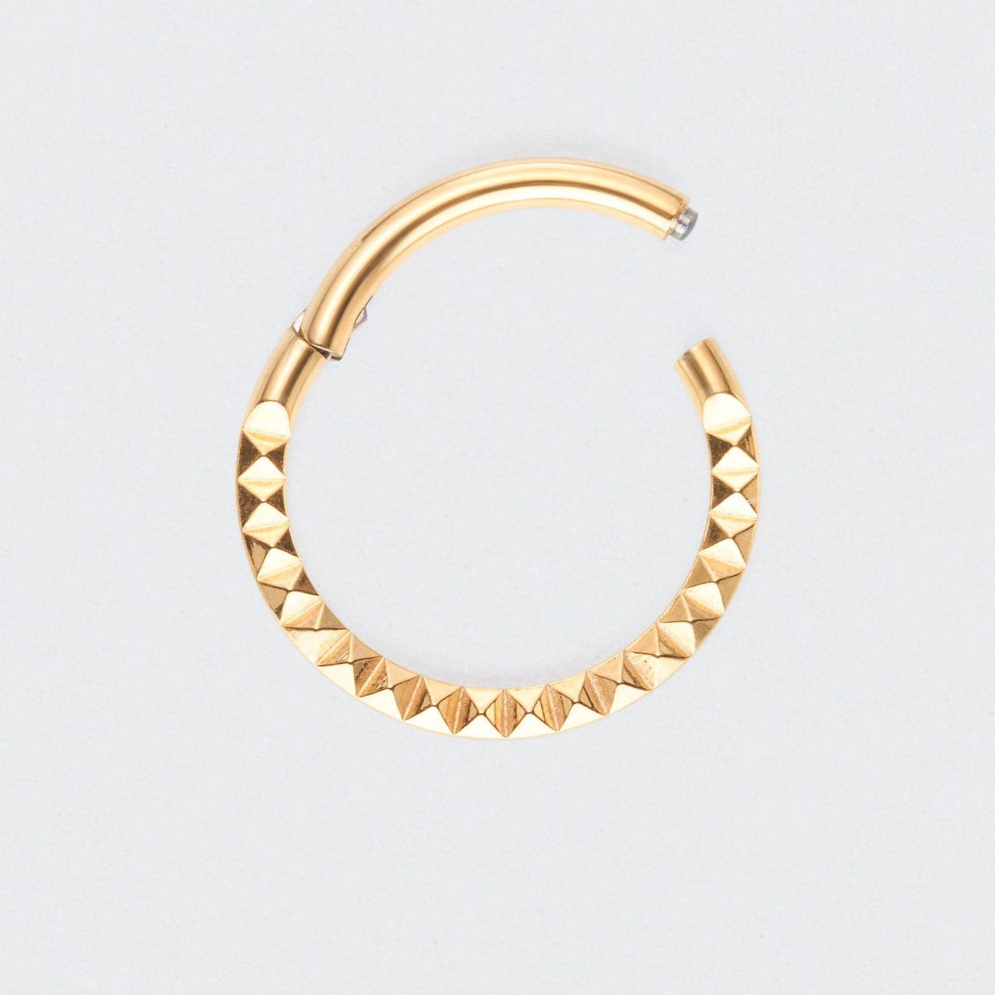 Square Cut Face High Polished Hinged Segment Ring in Gold - Titanium