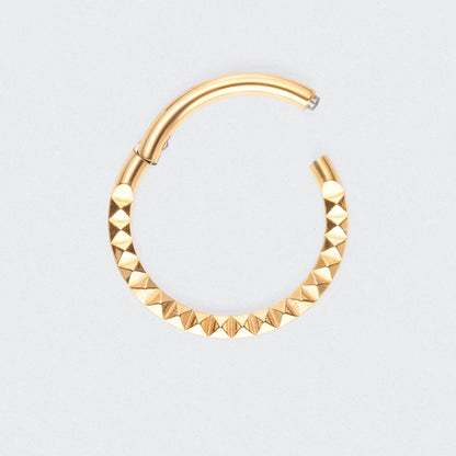 Square Cut Face High Polished Hinged Segment Ring in Gold - Titanium