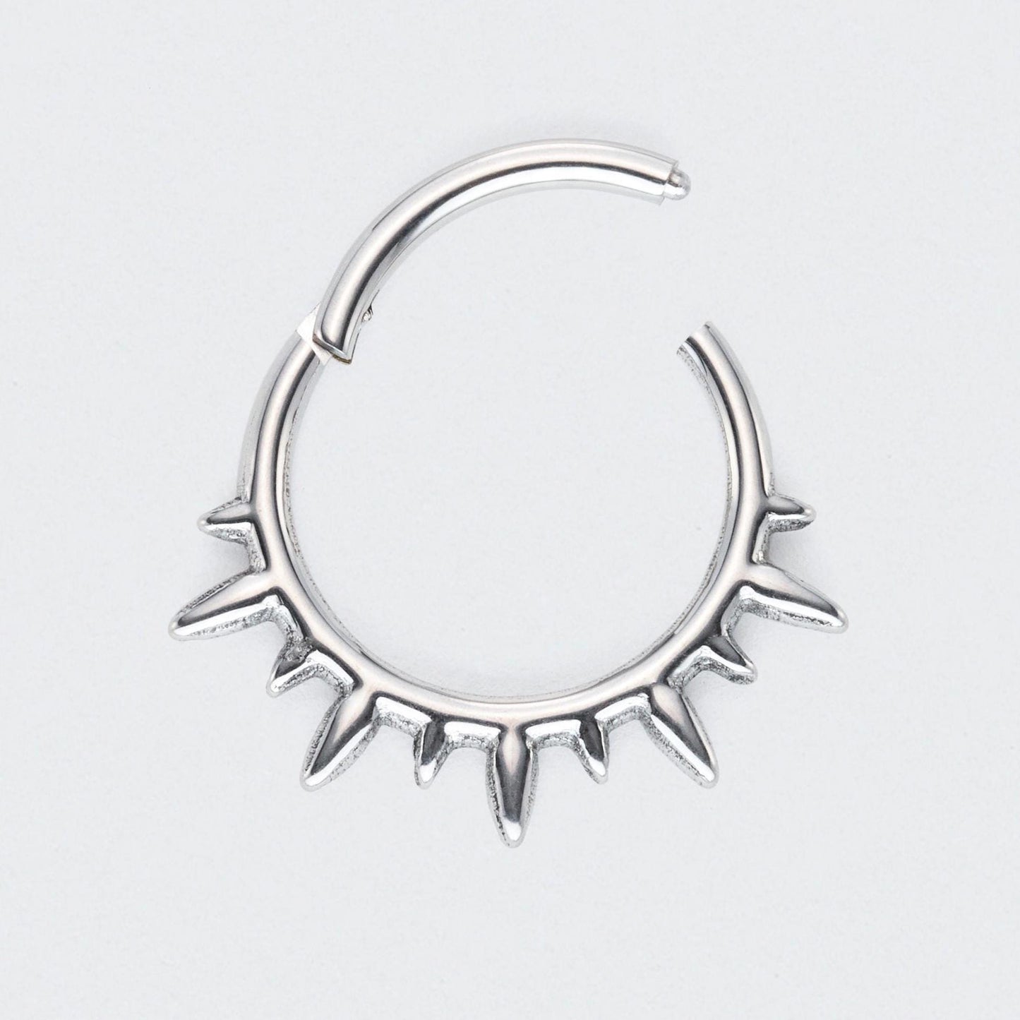 Spike Variant Segment Hoop Ring in Silver - Titanium