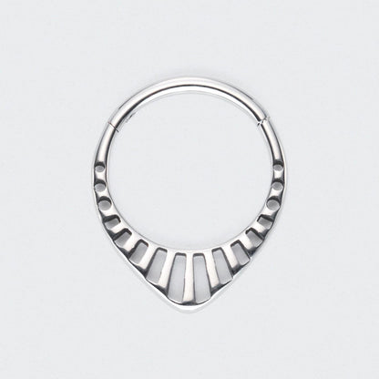 Teardrop Hollowing Cut Hinged Segment Hoop Ring in Silver - Titanium