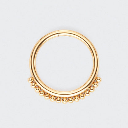 Balls Around Hinged Segment Ring in Gold - Titanium