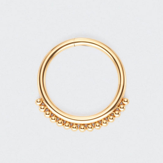 Balls Around Hinged Segment Ring in Gold - Titanium