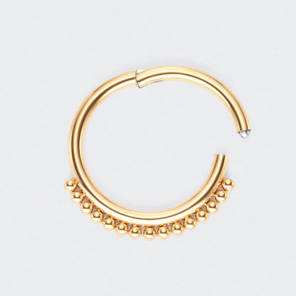 Balls Around Hinged Segment Ring in Gold - Titanium