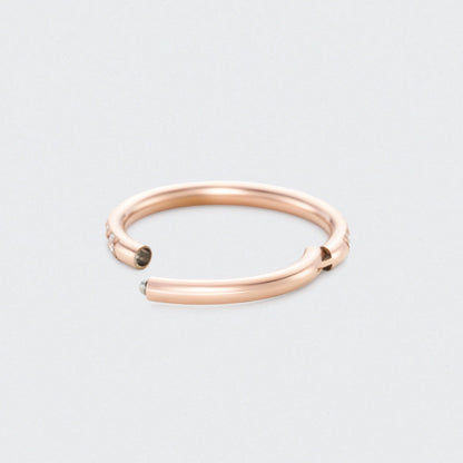 Clear CZ Side Paved Hinged Segment Hoop Ring in Rose Gold - Titanium