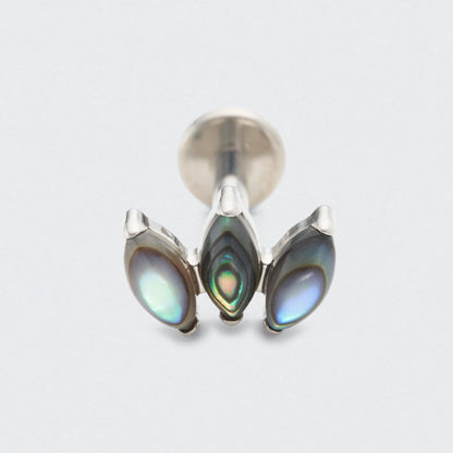 Triple Marquise Abalone Shell Labret in Silver - Titanium