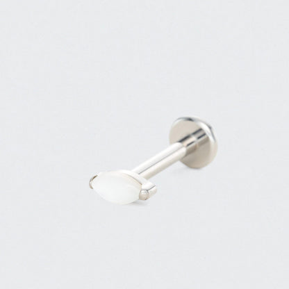 Single Marquise White Shell Labret in Silver - Titanium