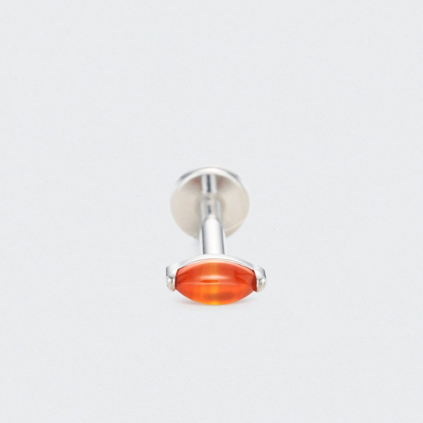 Single Marquise Red Onyx Labret in Silver - Titanium