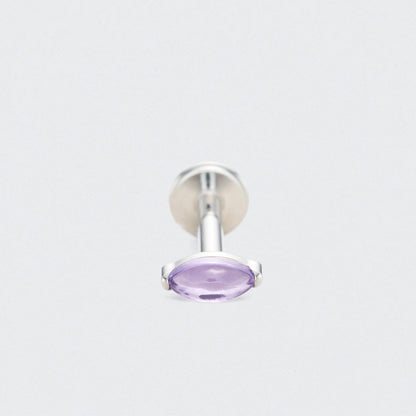 Single Marquise Amethyst Labret in Silver - Titanium