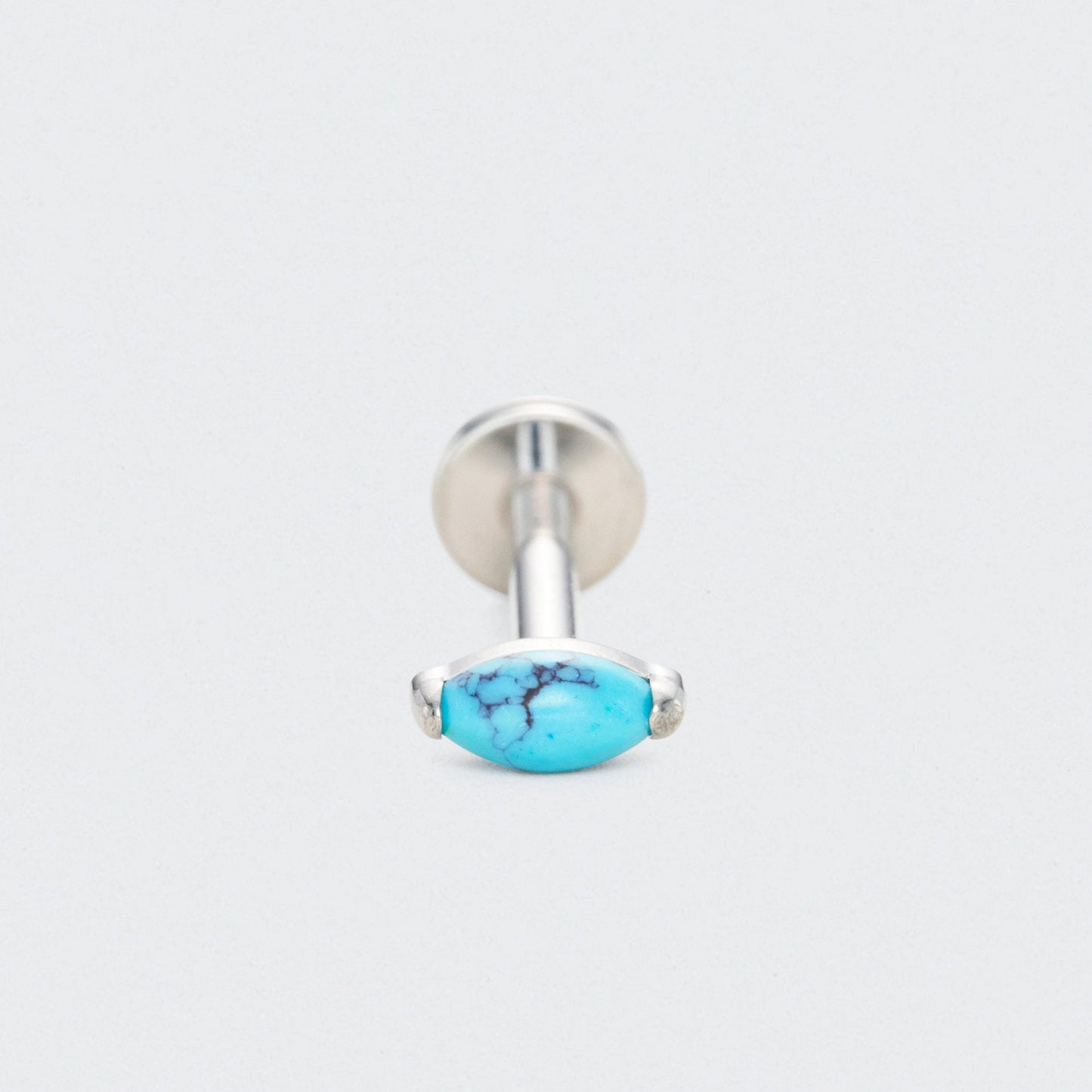Single Marquise Turquoise Labret in Silver - Titanium