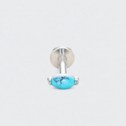 Single Marquise Turquoise Labret in Silver - Titanium