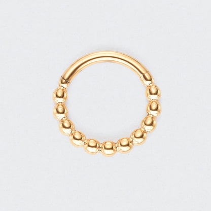 Cluster of Beads Hinged Segment Hoop Ring in Gold - Titanium