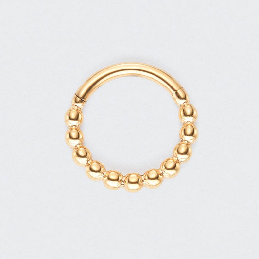 Cluster of Beads Hinged Segment Hoop Ring in Gold - Titanium