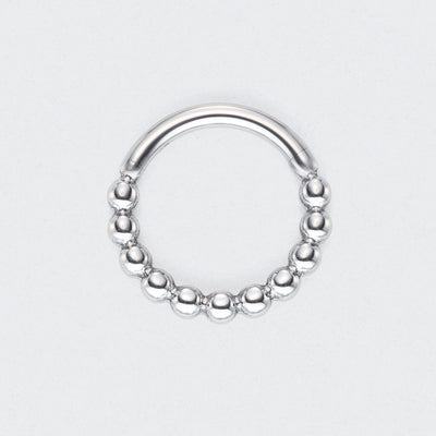 Cluster of Beads Hinged Segment Hoop Ring in Silver - Titanium