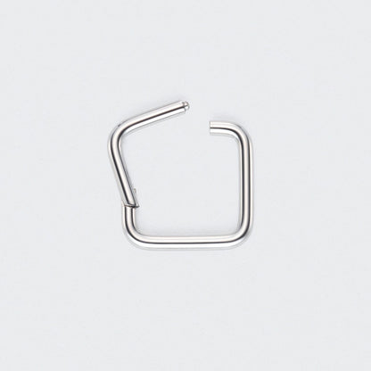 Square Shape Hinged Segment Hoop Ring in Silver - Titanium