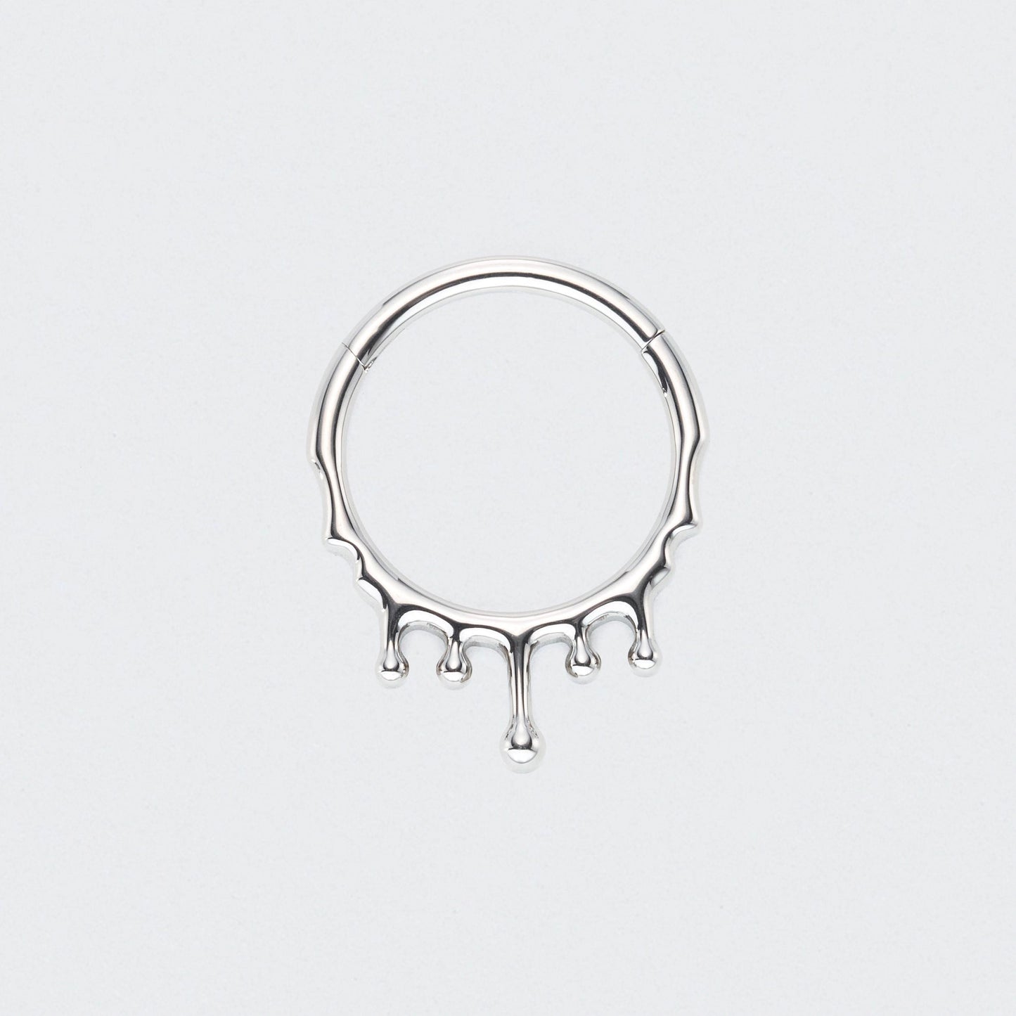 Drip Hinged Segment Hoop Ring in Silver - Titanium