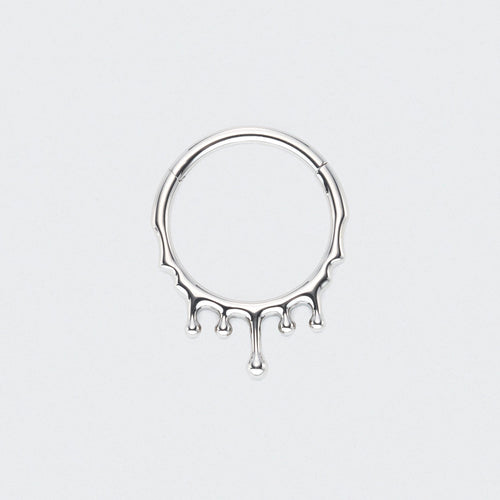 Drip Hinged Segment Hoop Ring in Silver - Titanium