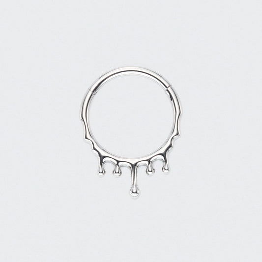Drip Hinged Segment Hoop Ring in Silver - Titanium