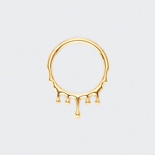 Drip Hinged Segment Hoop Ring in Gold - Titanium