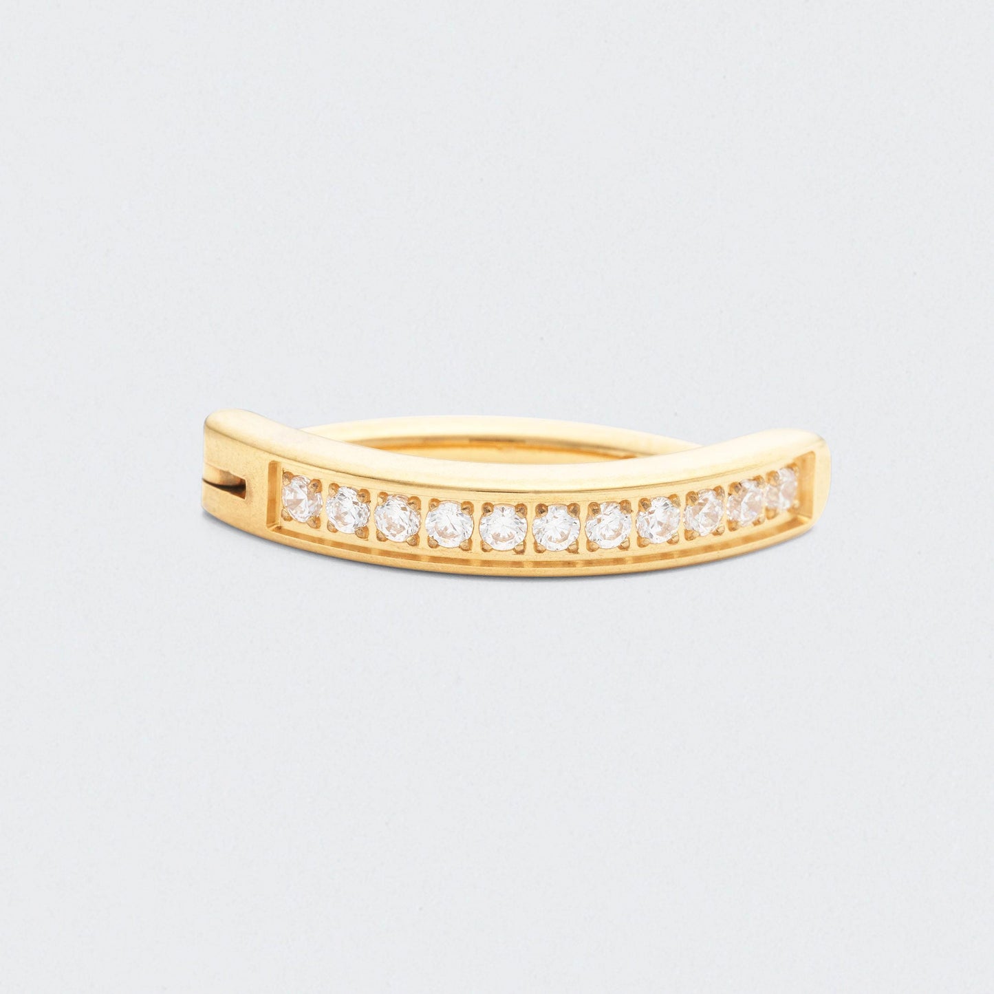 Single Paved CZ Hinged Belly Clicker in Gold - Titanium