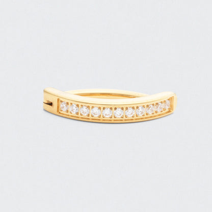 Single Paved CZ Hinged Belly Clicker in Gold - Titanium