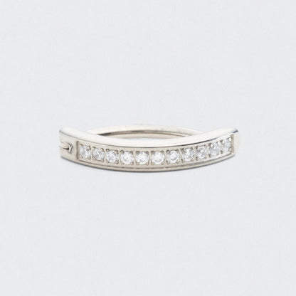Single Paved CZ Hinged Belly Clicker in Silver - Titanium