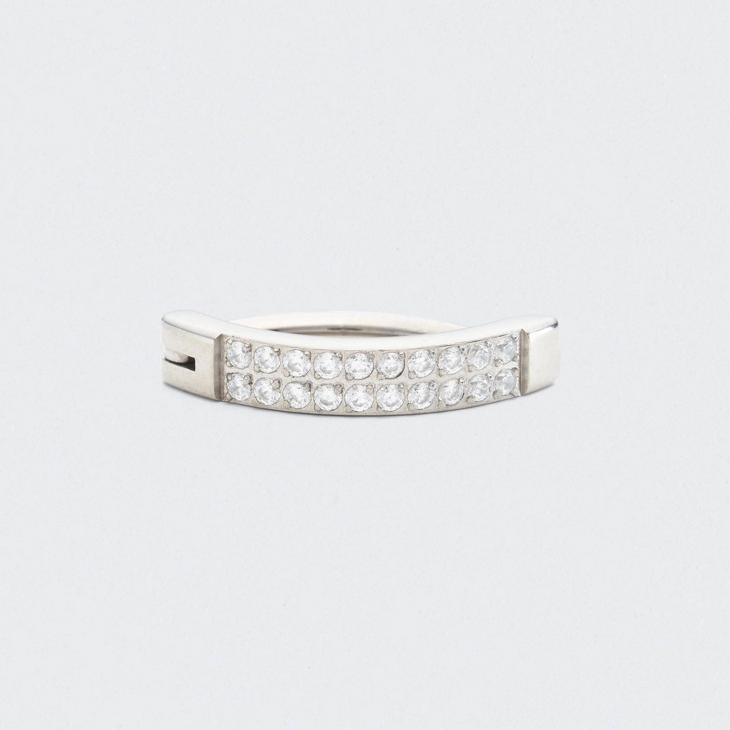 Double Paved CZ Hinged Belly Clicker in Silver - Titanium