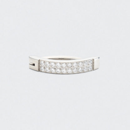 Double Paved CZ Hinged Belly Clicker in Silver - Titanium