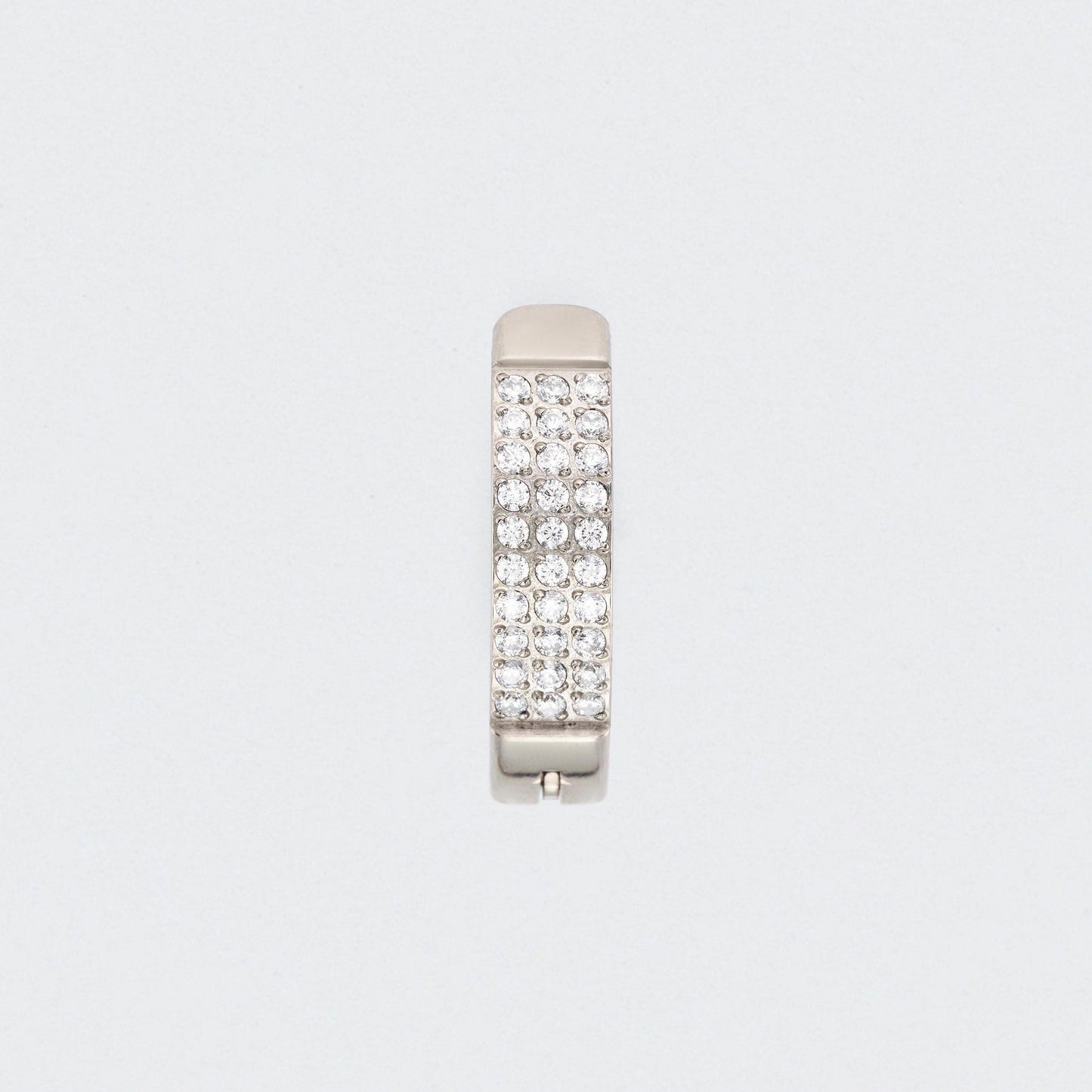 Triple Paved CZ Hinged Belly Clicker in Silver - Titanium