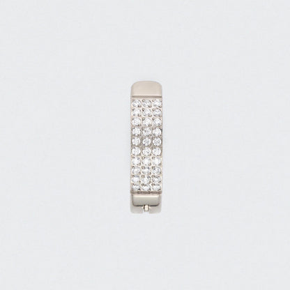 Triple Paved CZ Hinged Belly Clicker in Silver - Titanium