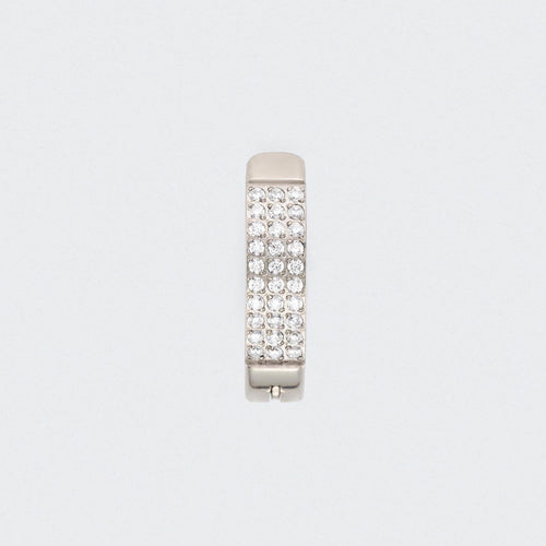 Triple Paved CZ Hinged Belly Clicker in Silver - Titanium