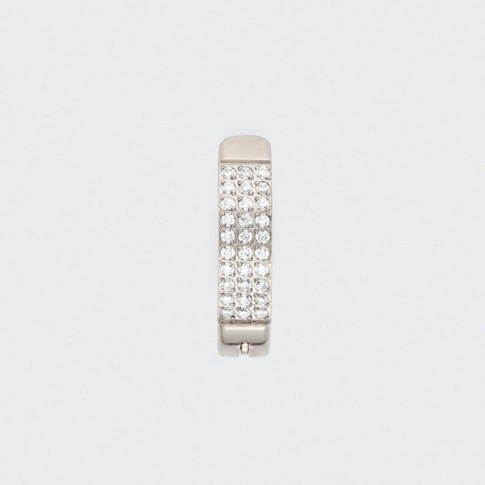 Triple Paved CZ Hinged Belly Clicker in Silver - Titanium