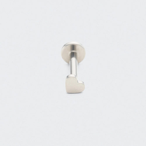 Heart Shape Threadless Labret in Silver - Titanium