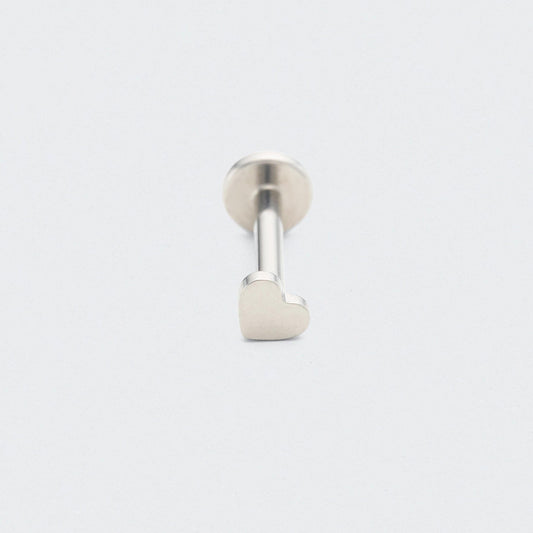 Heart Shape Threadless Labret in Silver - Titanium