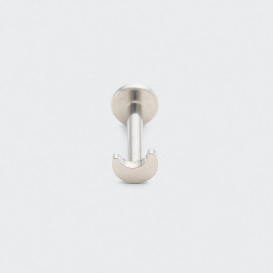 Crescent Moon Shape Threadless Labret in Silver - Titanium