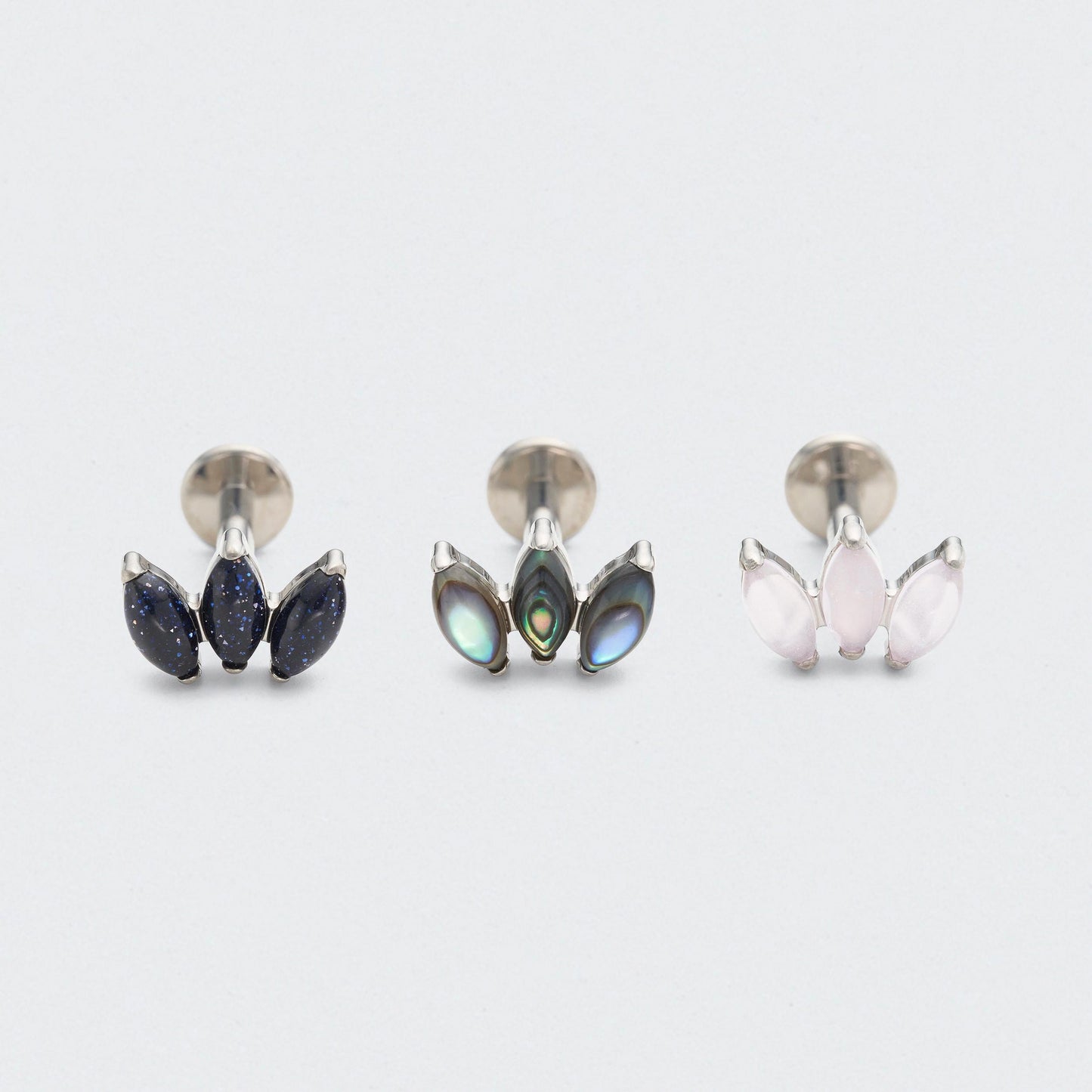 Moss Triple Marquise Labret in Silver - Titanium