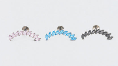 9 Marquise Pink CZ Labret in Silver - Titanium