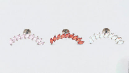 9 Marquise Pink CZ Labret in Silver - Titanium
